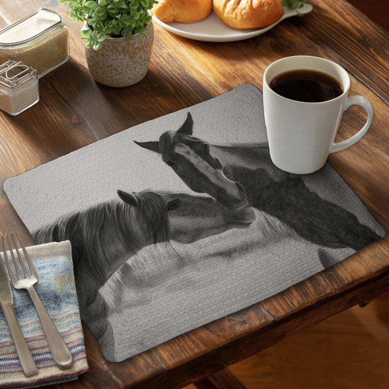 Ensemble de 4 napperons en polyester tressé - Décoration pour chevaux