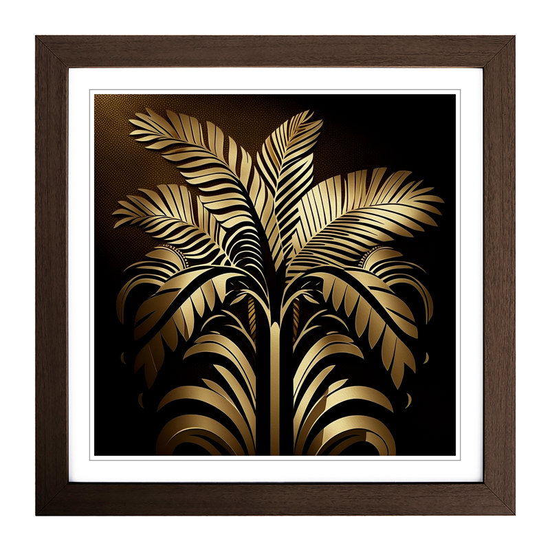 Palm Tree Art Deco - Framed Print, Walnut