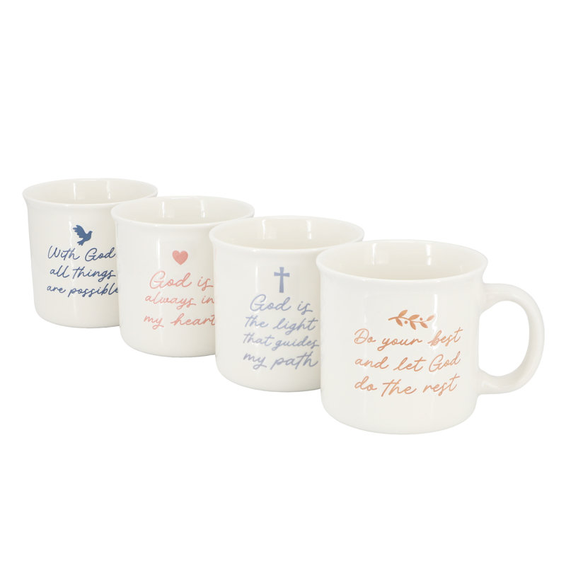 Ensemble de grandes tasses en grès blanc de 4 pièces