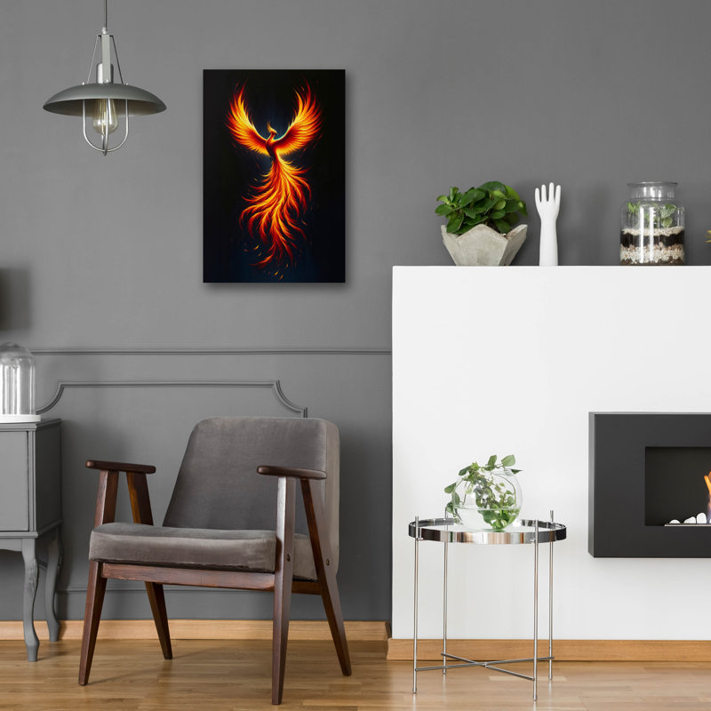 «The Phoenix» par Andreas Magnusson, art mural en verre acrylique, H 24 po x l 16 po x P 0,2 po