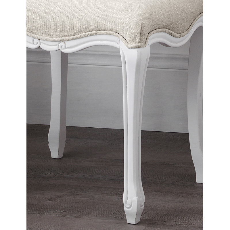 Lemaire Solid Wood Accent Stool, Antique White