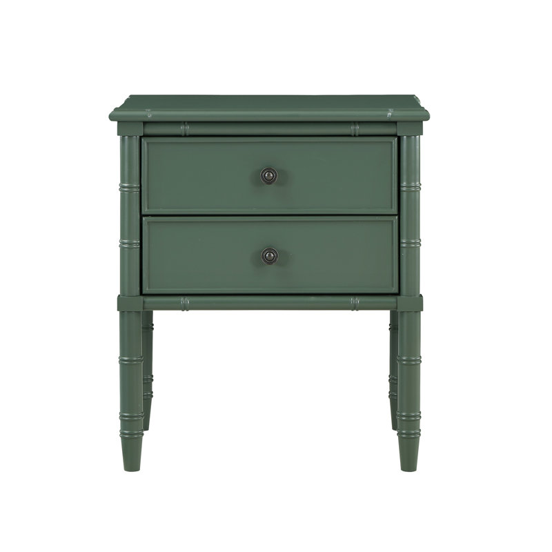 Table de chevet 2 tiroirs Emmett - Vert rétro, Vert antique