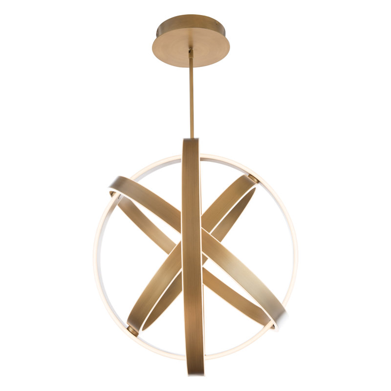 Kinetic 1-Light Globe Chandelier, 28" H x 28" W x 28" D, Aged Brass