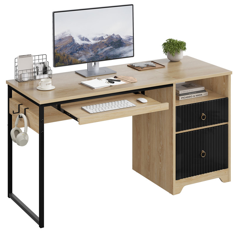 Bureau d'écriture avec plateau pour clavier Labelle, Log/Black