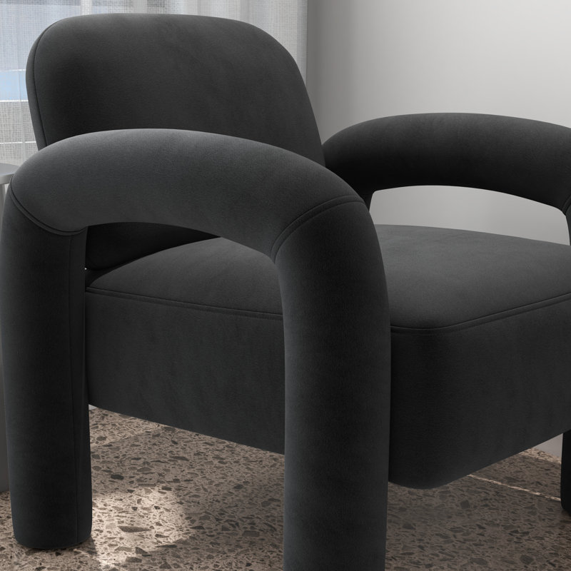 Fauteuil Iryanna, Velours noir, 1