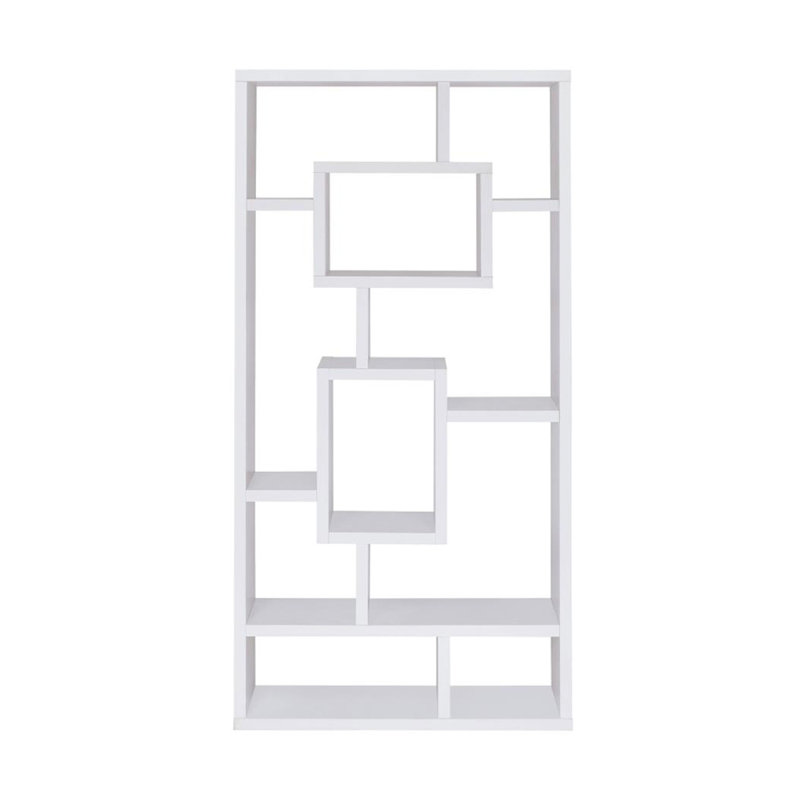 Bibliothèque rectangulaire à 10 tablettes en blanc