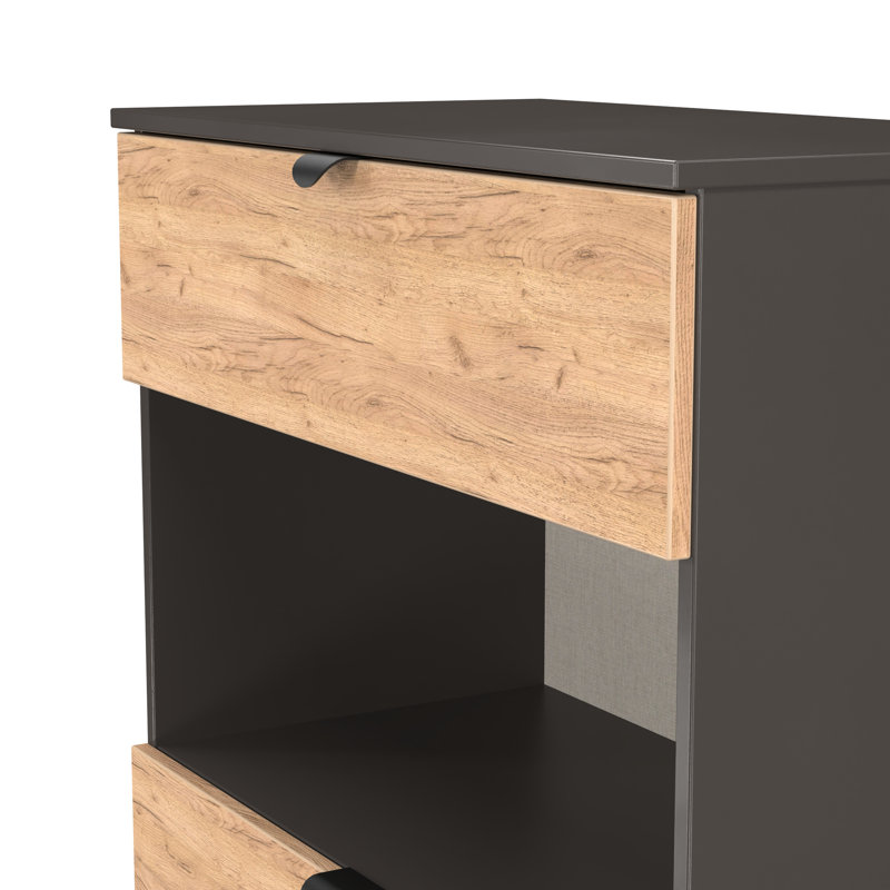 Bernan 74cm W 2 - Drawer Chest of Drawers, Natural/Black