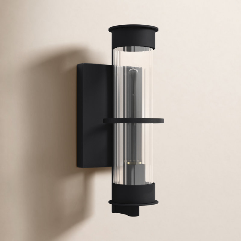 Alcona 1 - Light Outdoor Armed Sconce, Black, 12.5" H x 5" W x 5" D