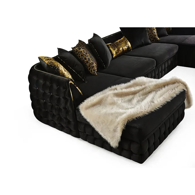 Canapé modulaire Lamor, Tissu noir