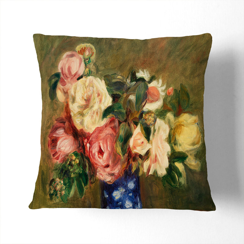 A Bouquet Of Roses Square Throw Cushion, Stone, 55cm H x 55cm W x 20cm D