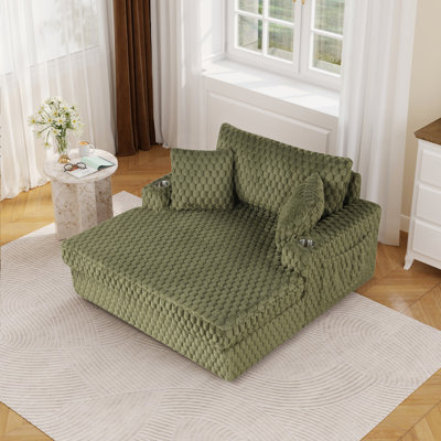 Chaise longue d'intérieur en velours côtelé de 53 pouces de largeur