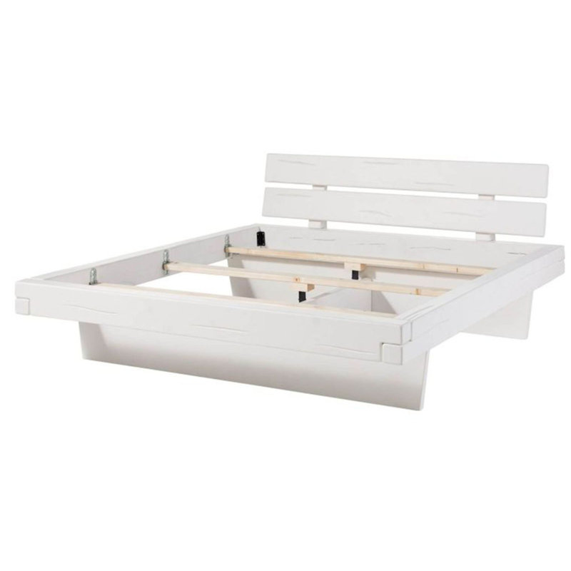 BALKENMÖBEL Solid Wood Bed, White, Super King (6')