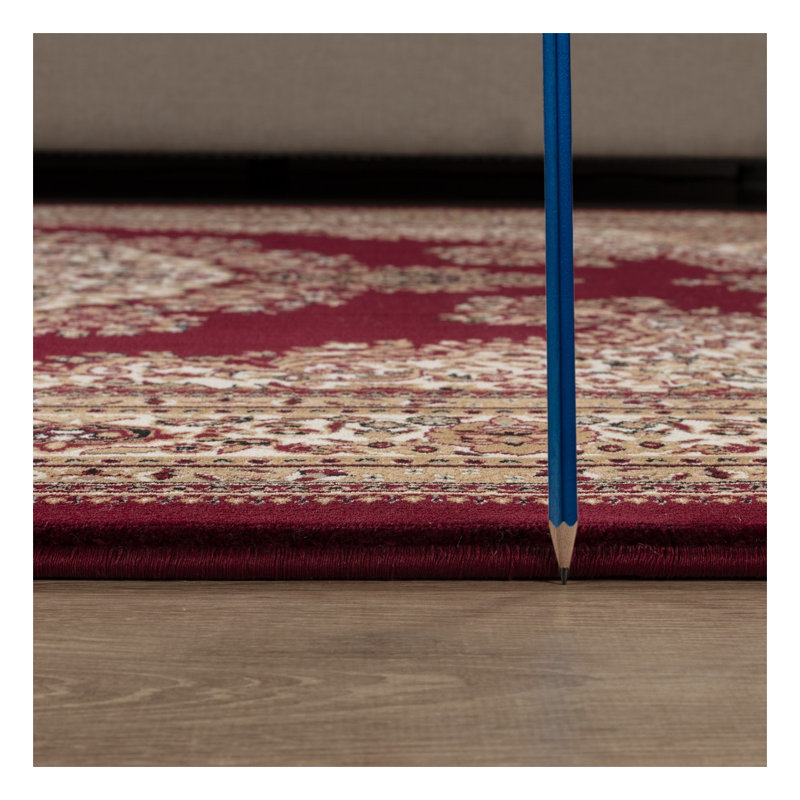 Manchester Traditional Red 2x3 Area Rug - Medallion Pattern Polypropylene Machine-Made for High Traffic
