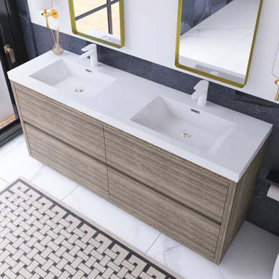 72 In. Double Sink Freestanding Bathroom Vanity
