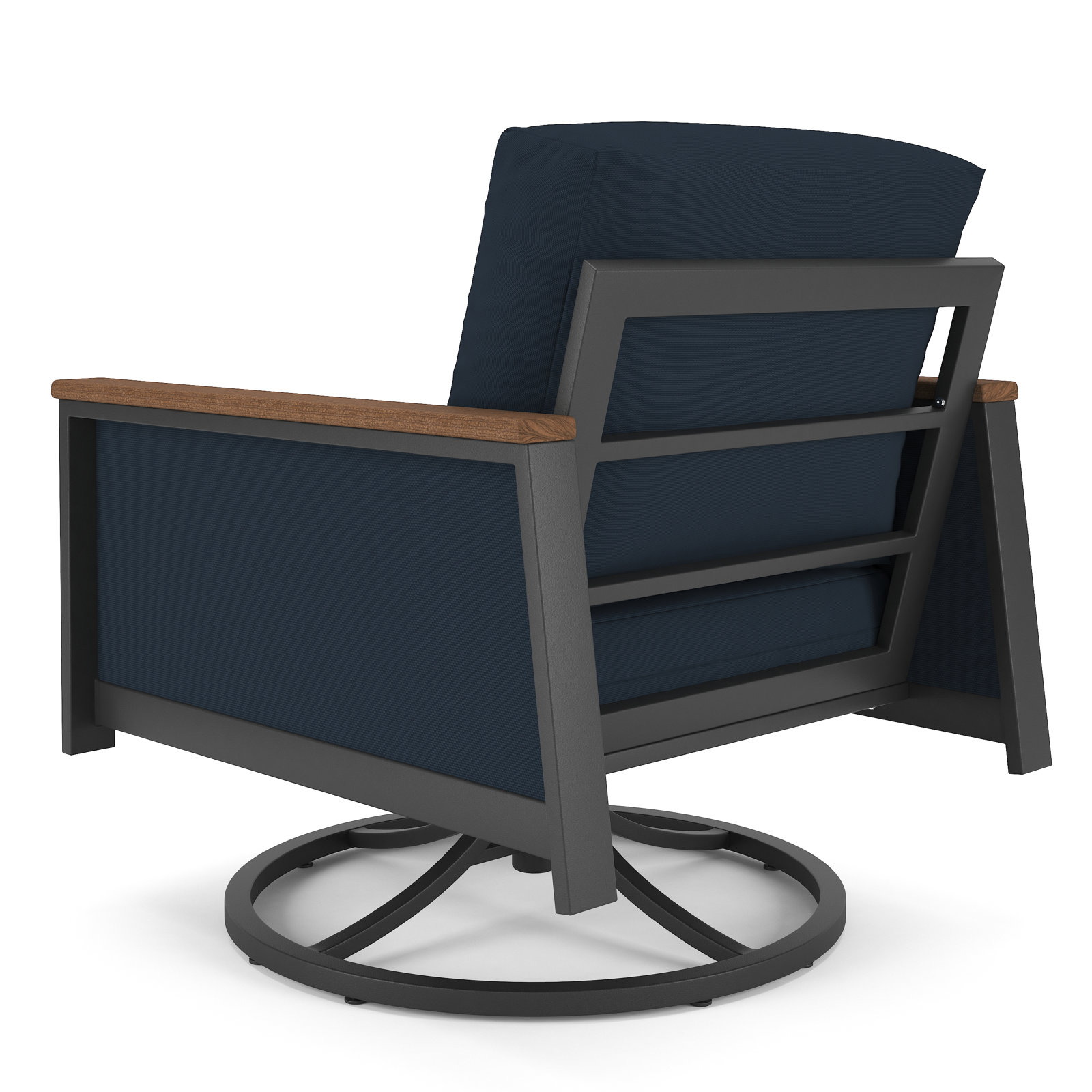 Stimson Sunbrella® Swivel Patio Rocking Chair, Dark Gray, Canvas Navy