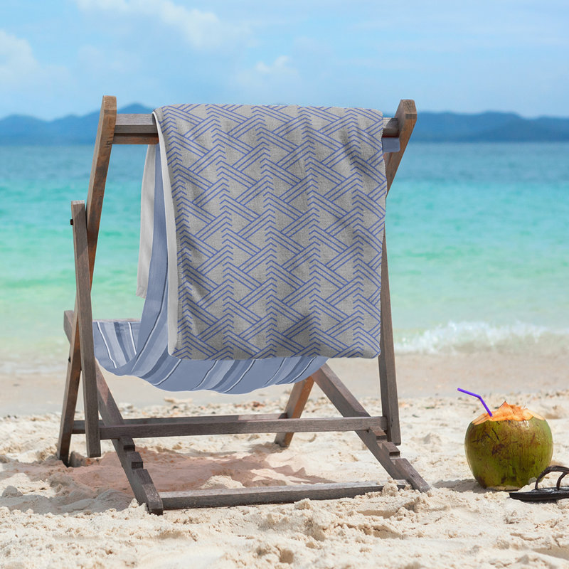 Serviette de plage zig zag classique, Bleu/gris