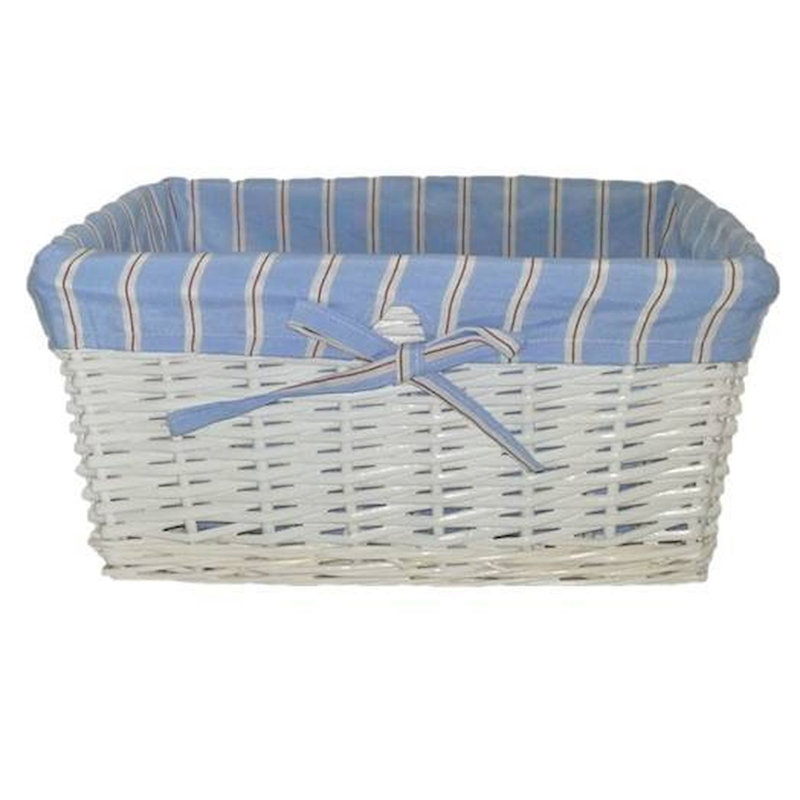 Panier en osier et canevas, H 7 po x l 15 po x P 10 po, Bleu