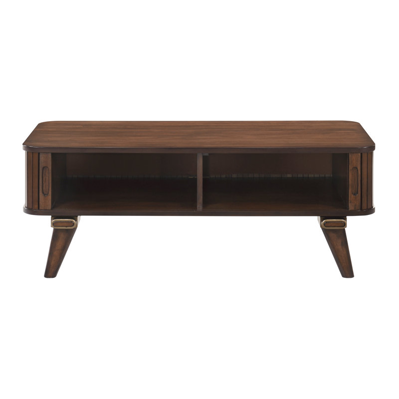 Table de rangement avec finition en noyer et portes Tambour à 2 tablettes modernes l 23,5 po x P 47,5 po x H 18,5 po