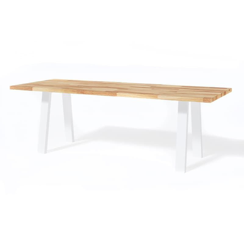 Filotita Oak Solid Wood Top Metal Base Dining Table