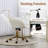 Velvet Home Office Chair with Gold Base and Wheels, Modern Makeup Vanity Chair, Height Adjustable Swivel Desk Chair for Living Room Bedroom Study Room, Beige-1165142554