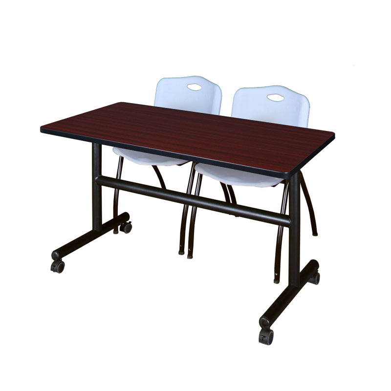 Table de nidification Nickls, 2 chaises empilables, H 29 po x l 48 po x P 24 po, Acajou / gris