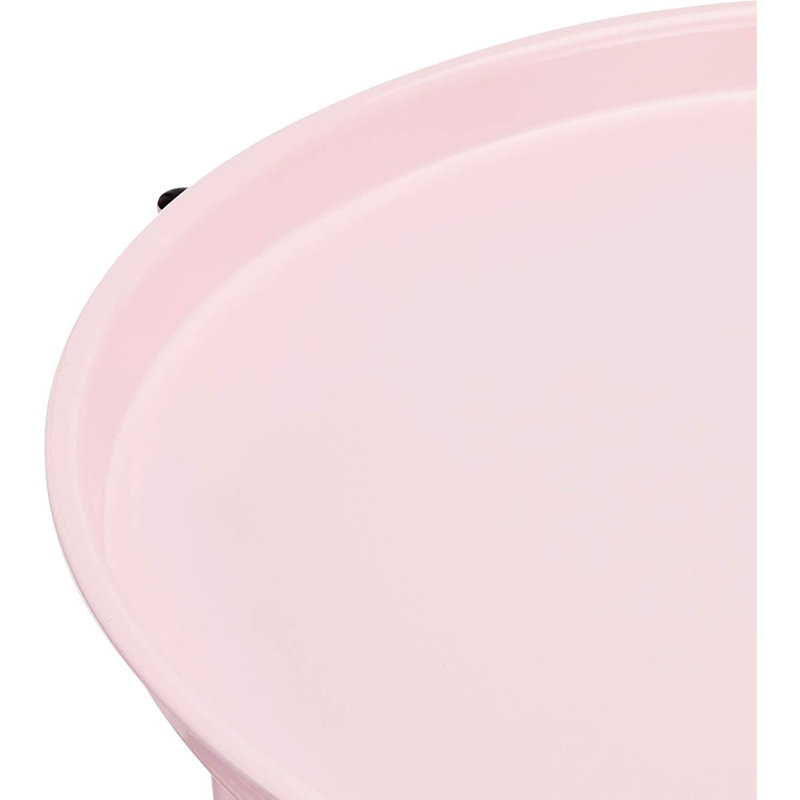 Dusty Pink Round Side Table With Storage Basket, 17.7"