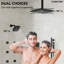  Système de douche thermostatique double à haute pression avec douche à main et jet pour le corps 16 po Thermostatic-89833289