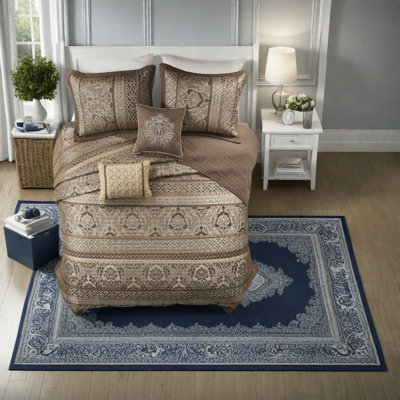 Ensembles de literie réversibles de luxe, jacquard en microfibre, brun et or pour la maison