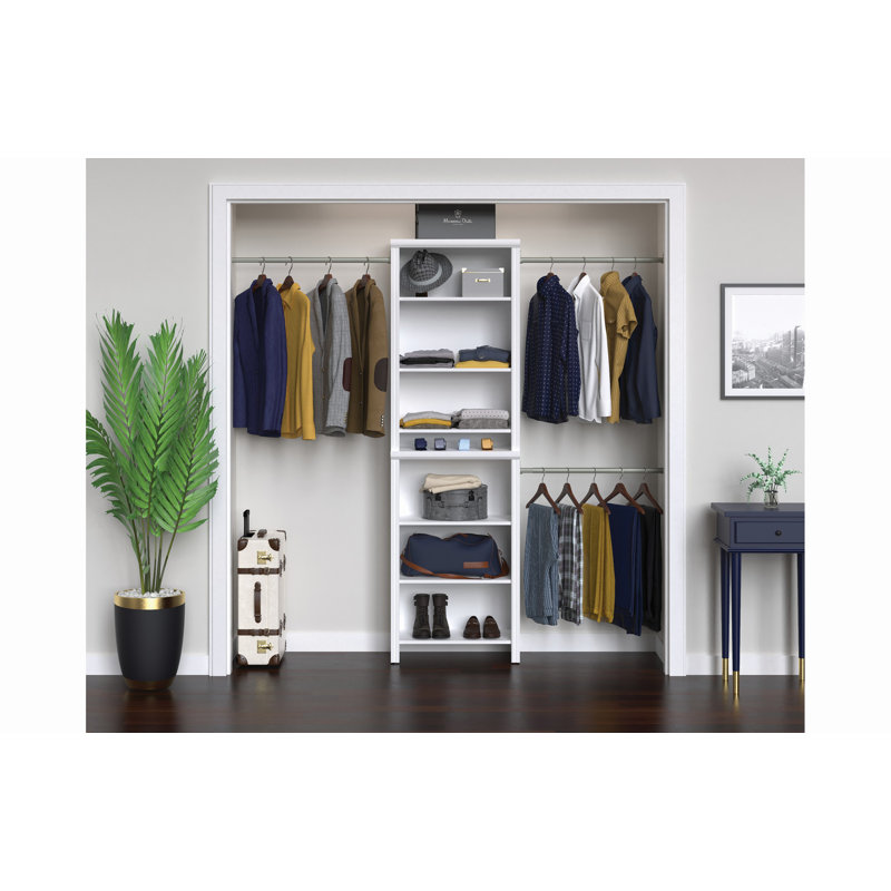 Impressions White Wood Closet System Tower Kit, 82.46" H x 120" W x 14.57" D