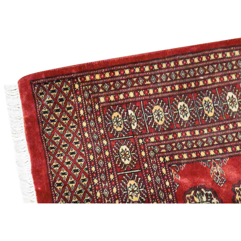 Hand Knotted Wool Area Rug in Red