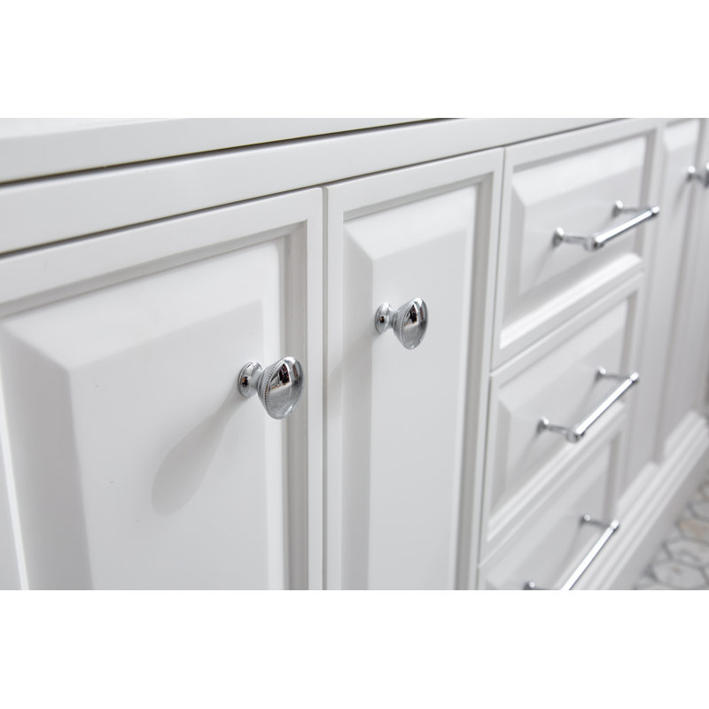 Palace 60'' W Double Vanity, Pure White, Stainless Steel