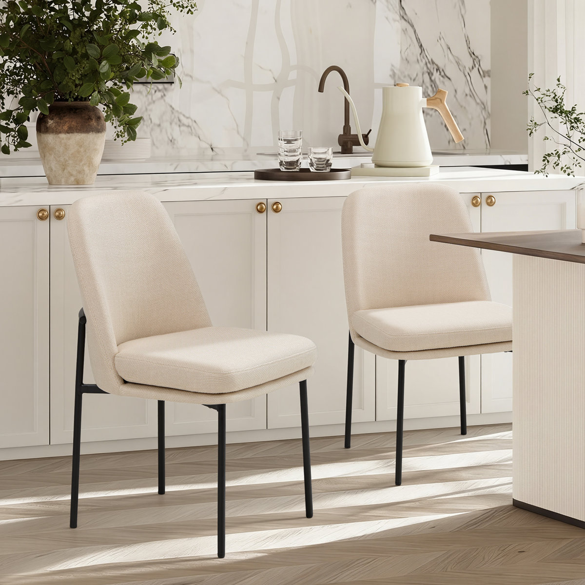 Fabric Upholstered Parsons Side Chair Dining Chair (Set of 2)