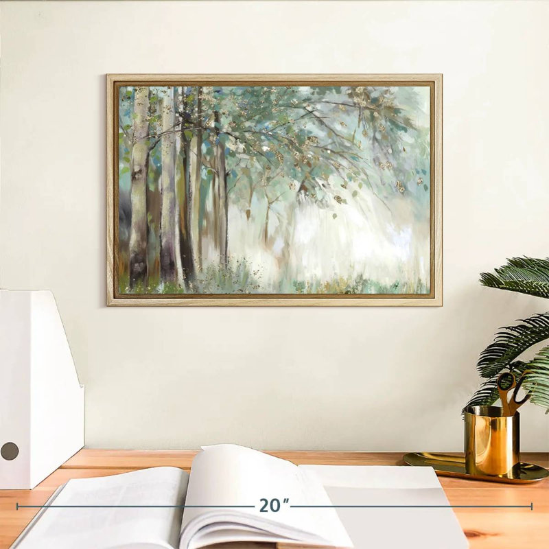 Feuilles d'argent, Cadre flottant en bois naturel, 13 po x 9 po
