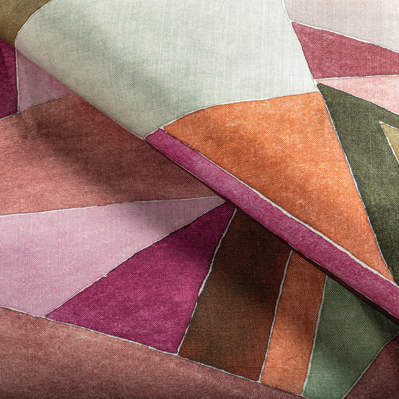Rhapsody Roulade Print Linen Fabric, Rose/Leaf