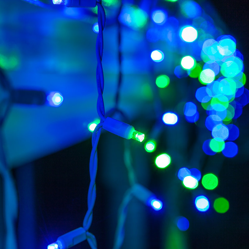 LED Icicle Lights, Blue/Green
