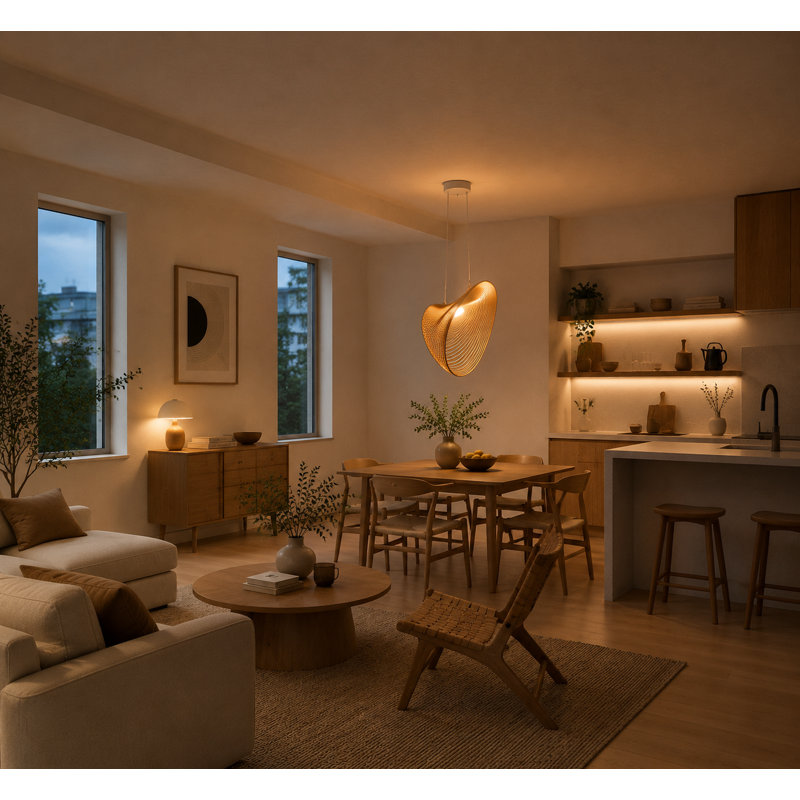 Luminaire suspendu en forme de spirale en bois à lumière suspendue Pacity, 9.7"
