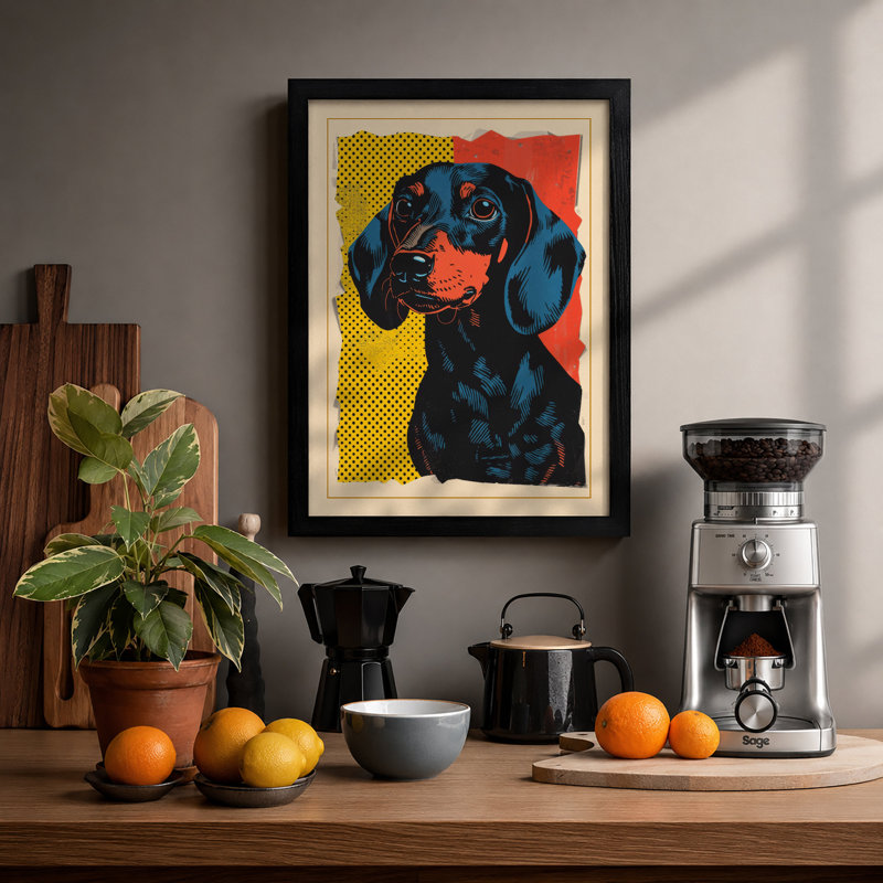Dachshund Pop Art - Framed Print, Black, A3 - 42.0 x 29.7 cm
