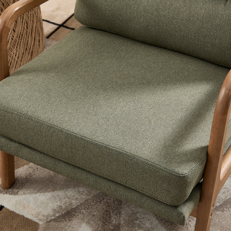 25.59'' Wide Upholstered Fabric Accent Armchair With Solid Wood Leg (Set of 2), Green