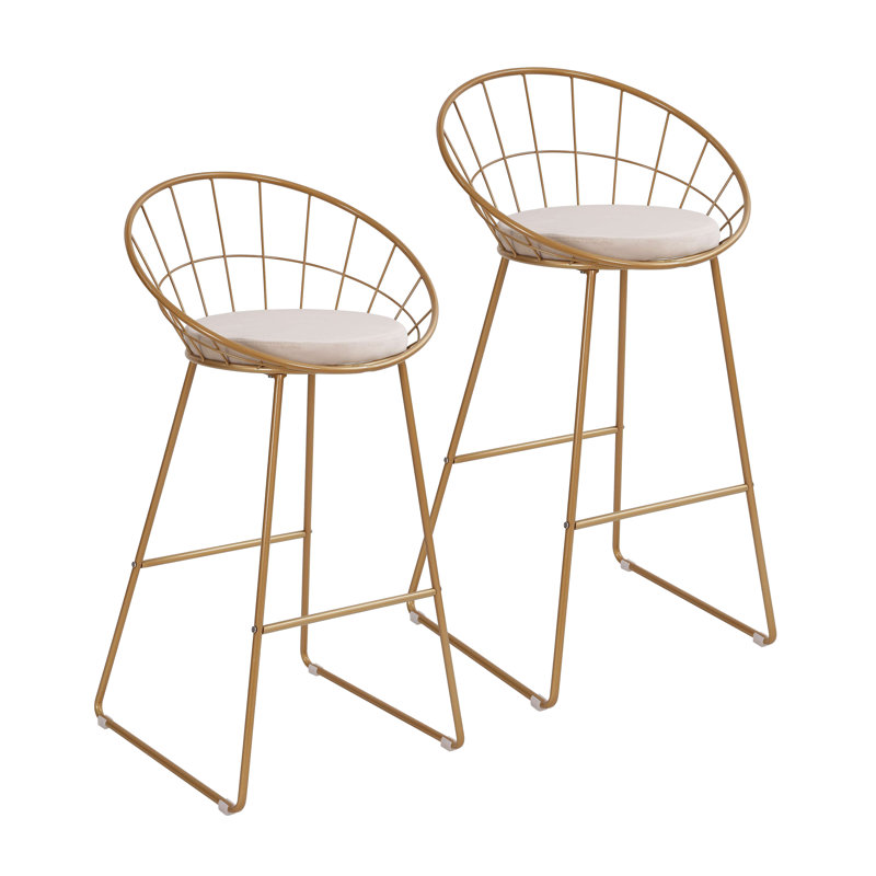 Alize Bar Stool, Bar Stool (28.35" Seat Height), Gold/White