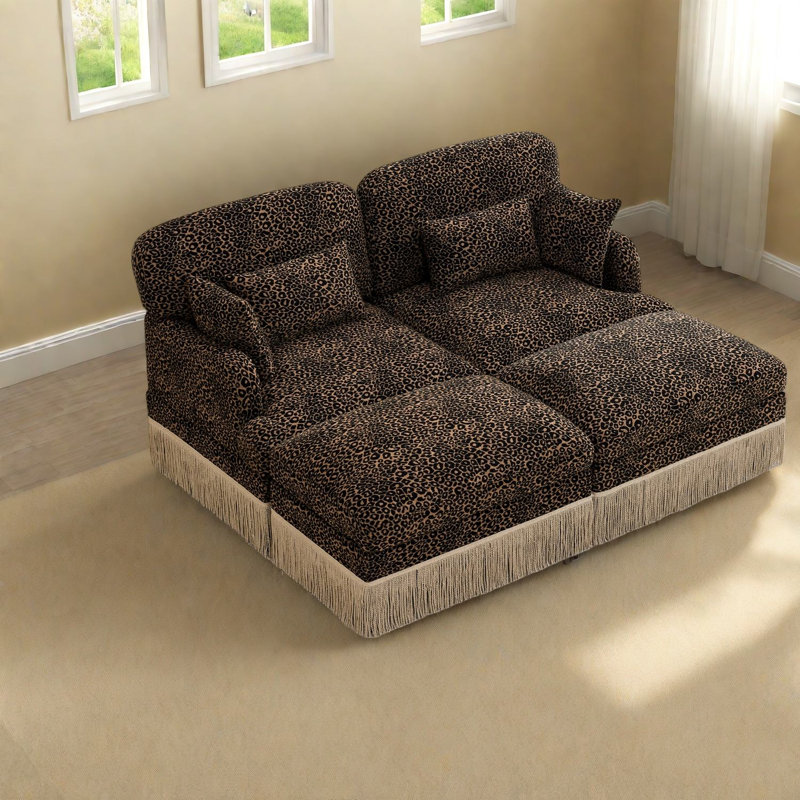Modern Sofas, Leopard Chenille Modular Loveseat, Spacious Home Lounge