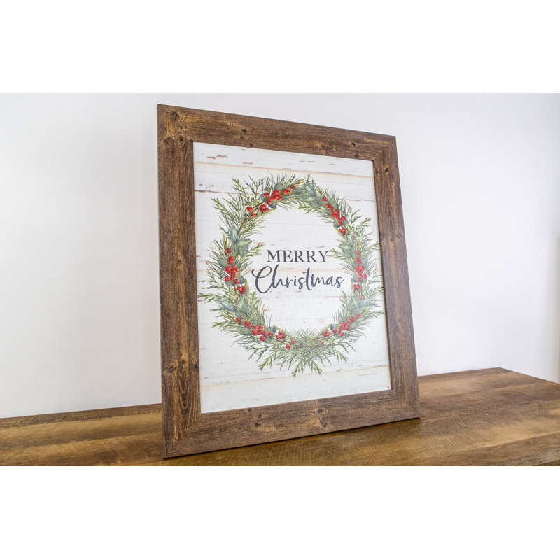 Couronne de Noël joyeuse-reproduction d’art textuel encadrée