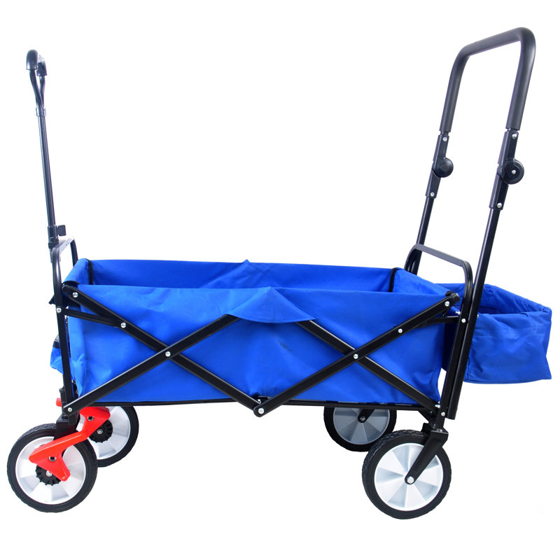 Chariot utilitaire d'extérieur pliable pliable, chariot de jardin portatif pliant robuste, porte-gobelet, poignées réglables