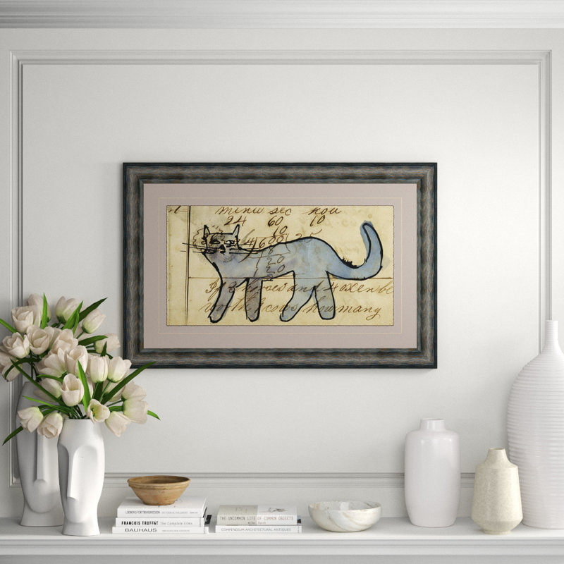 Blue Cat - Mennonite Ledger Drawing Giclee Print by Soicher Marin Archives