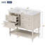 Meuble-lavabo sur pied 36 po avec lavabo en céramique 36 po, 4 tiroirs et tablette ouverte, beige-628662723