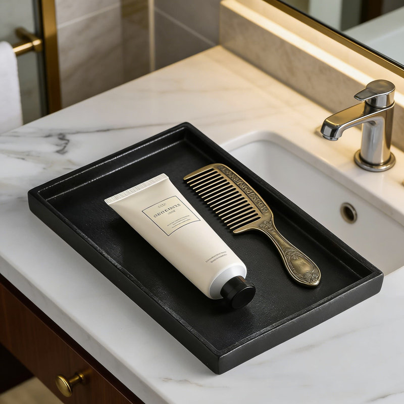 Plateau de meuble-lavabo en céramique pour comptoir de salle de bain et de cuisine | Plateau décoratif à motif de marbre pour bijoux, maquillage et articles essentiels | Décoration intérieure durable et imperméable