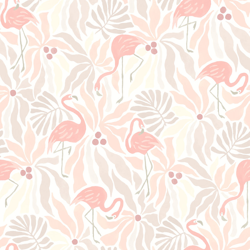 Papier peint adhésif Flamingo, Rose / taupe