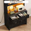 Armoire de cuisine de 66 po de hauteur, huche de cuisine moderne avec station de charge, grande armoire de rangement pour bar à café avec portes et tiroirs en verre-130019566