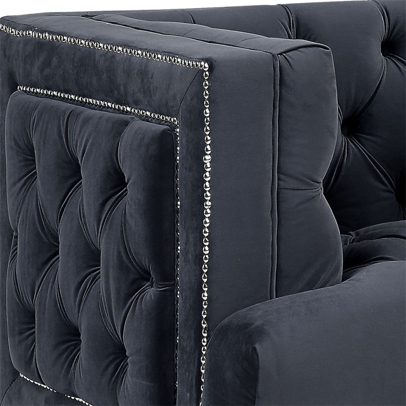 Fauteuil en velours Ansario, Charcoal