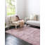 Tapis à poils longs en polyester tissé à la machine couleur lavande Burciaga-427415345