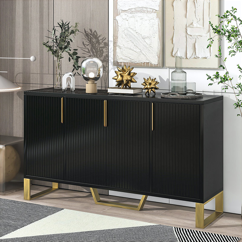 Kurosh Modern Sideboard with Four Doors, Black
